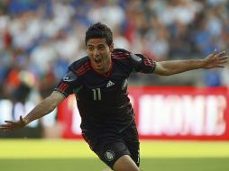 Carlos Vela celebra su anotación ante Italia. JAMMEDIA  /