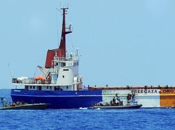 Según activistas, el barco lleva unas mil 200 toneladas de ayuda humanitaria para Gaza. EFE  /