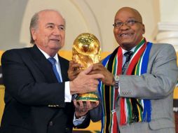 Blatter y Zuma dieron la bienvenida a la Copa del Mundo Sudáfrica 2010. EFE  /