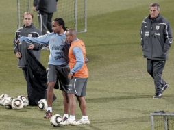 Jugadores de la Selección de Uruguay, durante el entrenamiento. EFE  /