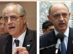 Imagen de Jorge Taiana (izquierda), quien renunció a la cancillería argentina, y de su relevo, Héctor Timerman.  EFE  /
