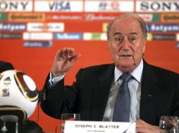 Joseph Blatter, durante la conferencia de prensa que ofreció hoy. EFE  /