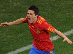 David Villa celebra luego de anotar un gol ante Portugal. AFP  /