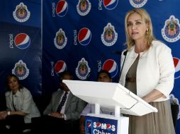 Angélica Fuentes, durante la rueda de prensa en un hotel de esta ciudad. M. FREYRÍA  /