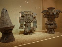 Incensarios de uso ritual localizados en el Templo del barrio La Ventilla que se exhiben en el sitio arqueológito de Teotihuacan. ESPEC  /
