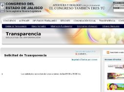 En la página de internet del Congreso no se puede solicitar información de transparencia fuera del horario establecido. ESPECIAL  /