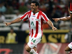 El argentino Darío Alejandro Gandín celebra el gol de la victoria. MEXSPORT  /