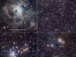 Imagen en la que se observan extractos de la Nebulosa Tarántula situada en la galaxia de la Gran Nube de Magallanes. EFE  /