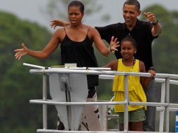 La familia Obama en su barco Bay Point Lady. REUTERS  /