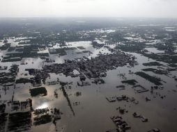 Vista aérea de la inundación en la Provincia de Punjab, cerca de Multan, en Pakistán. Ban ki-Moon. AFP  /