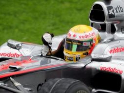 Lewis Hamilton celebrando su triunfo en el GP de Bélgica. EFE  /