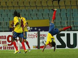 Los jugadores de la Selección de Colombia festejando su victoria ante Venezuela. EFE  /