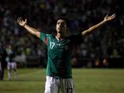 Elías Hernández celebra el gol con el que le dio la victoria a la Selección Nacional. AP  /
