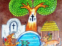 Ceibas, cruces parlantes, coyotes, jaguares y cielos prometidos se mezclan en apasionado sincretismo. P. FERNÁNDEZ  /