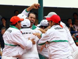 El equipo mexicano de Copa Davis celebra su triunfo sobre Venezuela. MEXSPORT  /