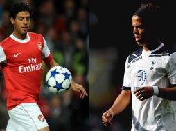 Carlos Vela (der.) y Giovani dos Santos podrían enfrentarse en la liga Premier. MEXSPORT  /