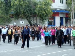 Los edificios de la Procuraduría General de Justicia del DF fueron evacuados en el marco del mega-simulacro de reacción. NTX  /