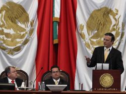 El Jefe de Gobierno del Distrito Federal, Marcelo Ebrard, dirigió este martes un mensaje con motivo de su IV Informe de Gobierno. NTX  /