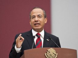 Calderón participó en la entrega de reconocimientos a elementos de la Policía Federal. AFP  /