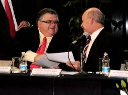 El gobernador del Banco de México (Banxico), Agustín Carstens y el presidente del Inegi, Eduardo Sojo. EL UNIVERSAL  /