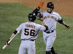 Los Gigantes ganan el primer juego de la Serie de Campeonato de la Liga Nacional. EFE  /