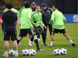 Los jugadores del Chelsea se preparan para su encuentro de mañana ante el Spartak. AFP  /