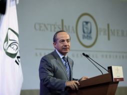 Felipe Calderón durante la Asamblea General Ordinaria del Instituto Mexicano del Seguro Social. EFE  /