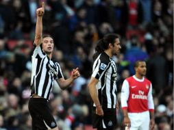 Los jugadores del Newcastle festejan su victoria ante el Arsenal. AFP  /