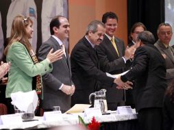 La Subsecretaria de Integración y Desarrollo del Sector Salud, el director del IMSS y el secretario de Salud, José Ángel Córdoba. NTX  /