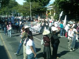 Aspecto de la movilización en contra de la Presa El Zapotillo sobre la Avenida Hidalgo. M. MENDOZA  /