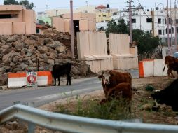 Punto de control en la entrada de la aldea de Ghaja, situada en la frontera entre Israel y Líbano. EFE  /