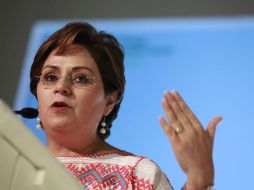 Patricia Espinosa dio hoy una conferencia de prensa para tratar el asunto de las filtraciones. NTX  /