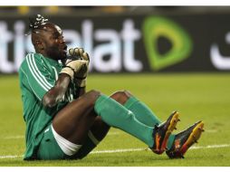 El portero del Mazembe, Muteba Kidiaba festejando el triunfo de su equipo. AP  /