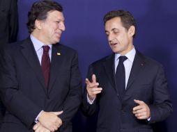 El presidente de la Comisión Europea, José Manuel Durao Barroso y el presidente francés Nicolás Sarkozy. EFE  /