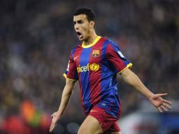 El jugador Pedro, del Barcelona, en la celebración de un gol en el pasado partido ante el Espanyol. AP  /