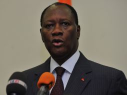 Alassane  Ouattara pronunció un discurso hoy en el hotel Golf en Abidján. AFP  /