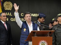 El presidente colombiano, Juan Manuel Santos confirma la muerte del narcotraficante Pedro Guerrero, alias Cuchillo. AFP  /