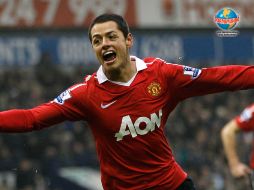 Javier “Chicharito” Hernández celebra la anotación que le dio la victoria al 'ManU', y lo mantiene en la cima de la Liga Premier. AP  /