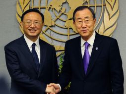 El ministro de Exteriores de China, Yang Jiechi y Ban Ki-moon. AFP  /