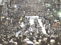 En la manifestación se pidió que se respeten los derechos de los presos de ETA. AP  /
