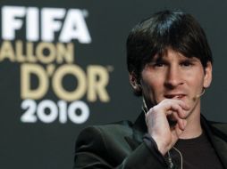 Lionel Messi durante una conferencia de prensa previo a la gala de la premiación. AP  /