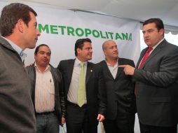 Los alcaldes de la ZMG: Miguel Castro, Gerardo González Díaz, Aristóteles Sandoval, Enrique Alfaro  y Héctor Vielma. S. NÚÑEZ  /