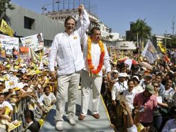 El candidato de la coalición ''Guerrero nos Une'', Ángel Aguirre Rivero cerró campaña en el Puerto de Acapulco. NTX  /