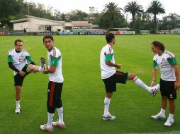 Jugadores de la Selección mexicana durante una sesión de entrenamientos. MEXSPORT  /