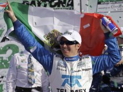 Memo Rojas durante el festejo en Daytona. AP  /