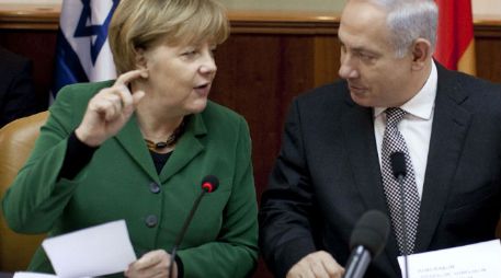 Canciller alemana Angela Merkel y el primer ministro israelí, Benjamín Netanyahu. NTX  /