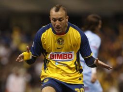 Vicente Matías Vuoso festejando el primer gol que anotó en su enfrentamiento ante el San Luis. MEXSPORT  /