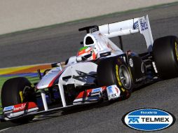 Checo Pérez, en su segundo día de pruebas, en el Circuito “Ricardo Tormo”. AFP  /