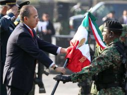 Felipe Claderón Hinojosa en la celebración del Día de la Bandera. NOTIMEX  /