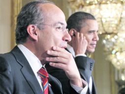 Felipe Calderón y Barack Obama participan de una conferencia de prensa en la Casa Blanca. REUTERS  /